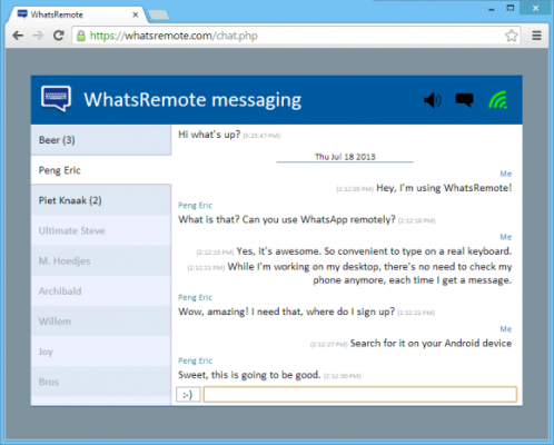 WhatsApp su PC con WhatsRemote