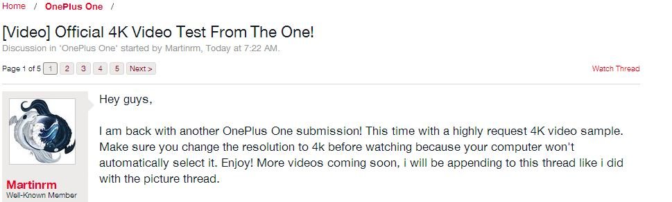 OnePlus One video 4K