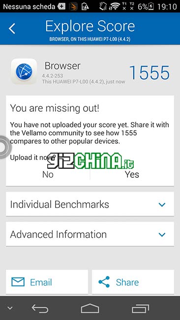 Huawei Ascend P7 dual SIM Benchmark vellamo