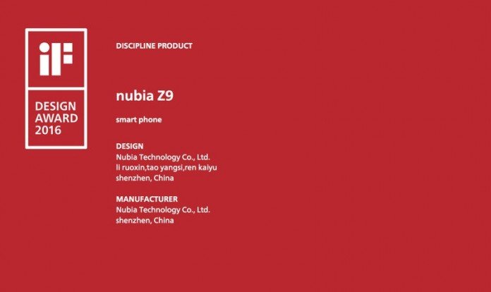 Nubia z9 if design awarda
