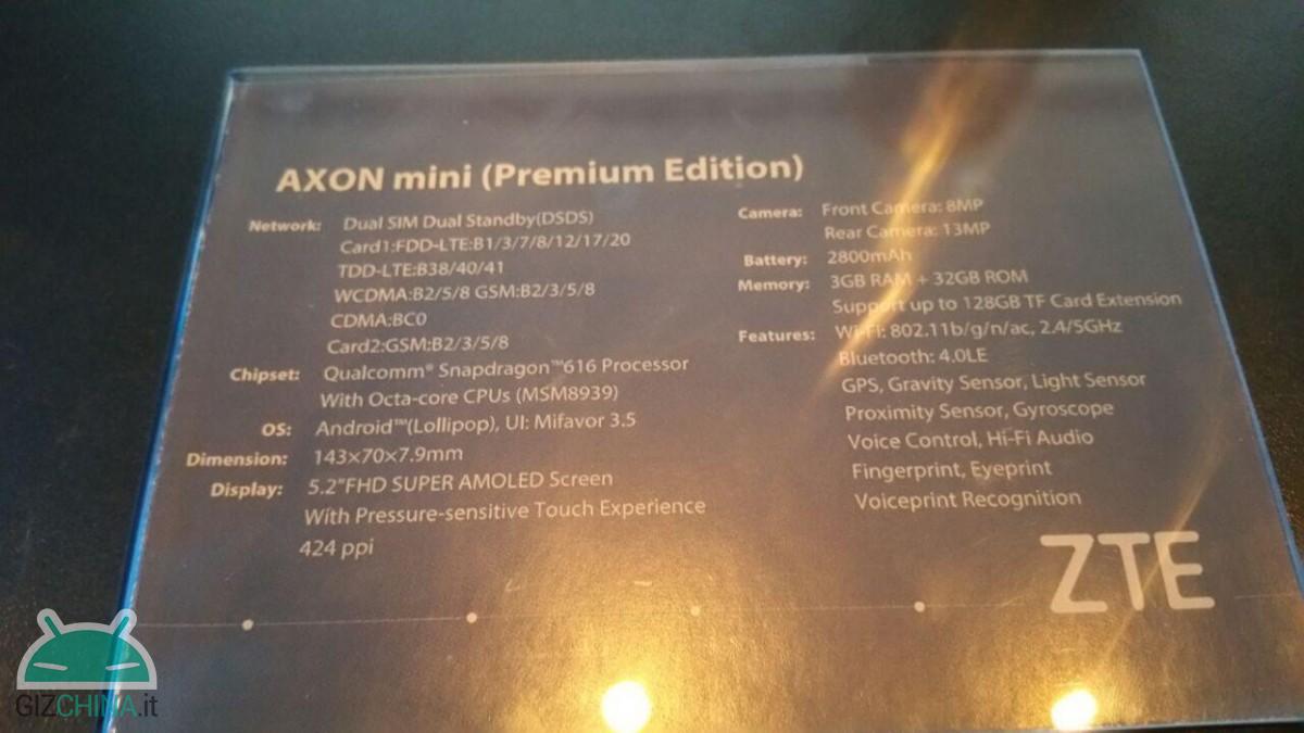 axon mini premium edition zte mwc 2016