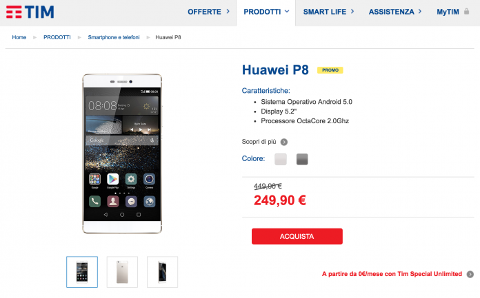 Huawei P8 Offeta TIM