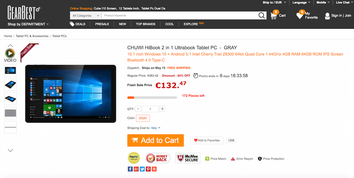 CHUWI HiBook 2 in 1 offerta Gearbest