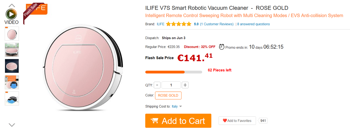 ILIFE-V7S Robot Cleaner GearBest