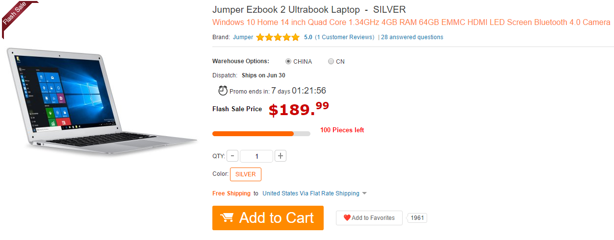 Jumper EZbook 2 Gearbest