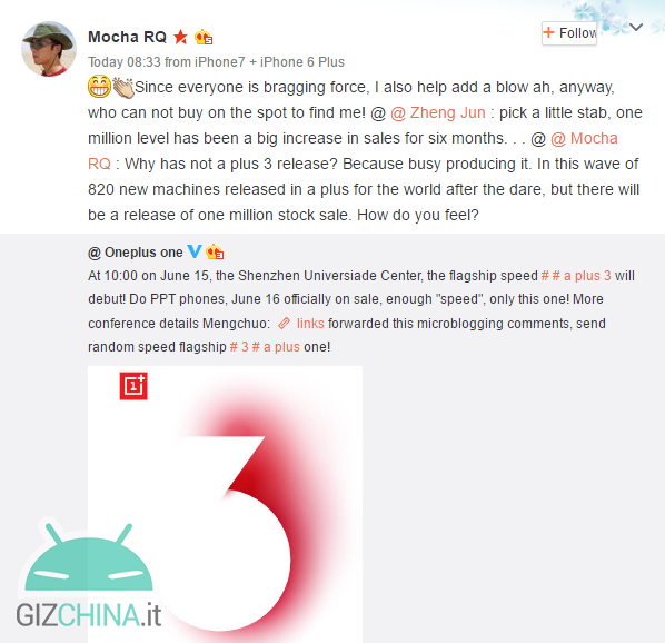 OnePlus 3 quattro varianti