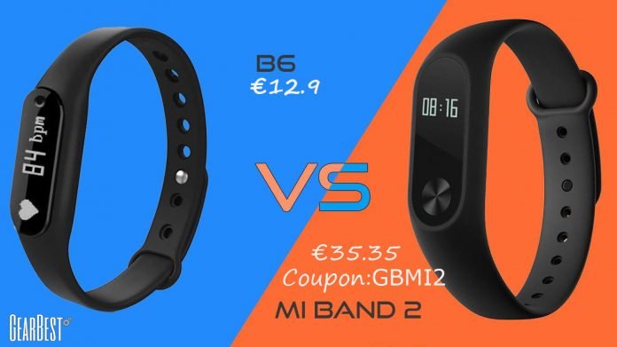 B6 vs Xiaomi Mi Band 2 Gearbest