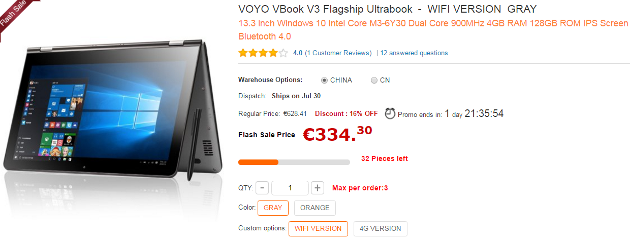 Voyo vbook v3 offerta gearbest