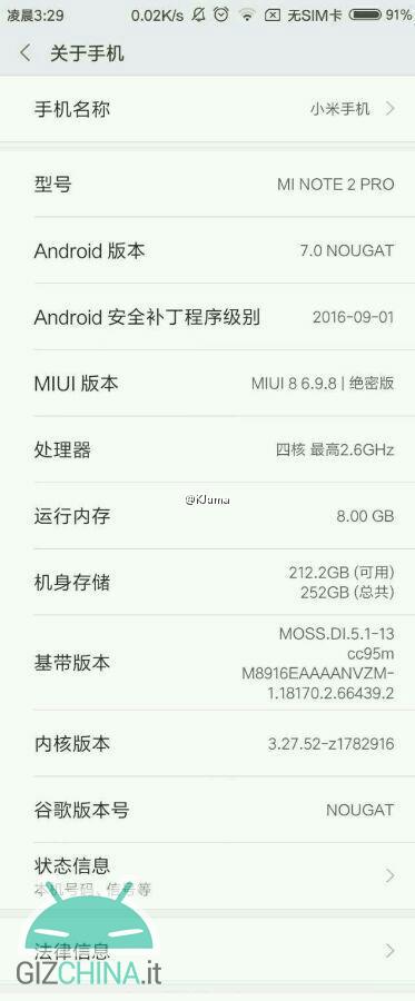 Xiaomi Mi Note 2 Pro leaked