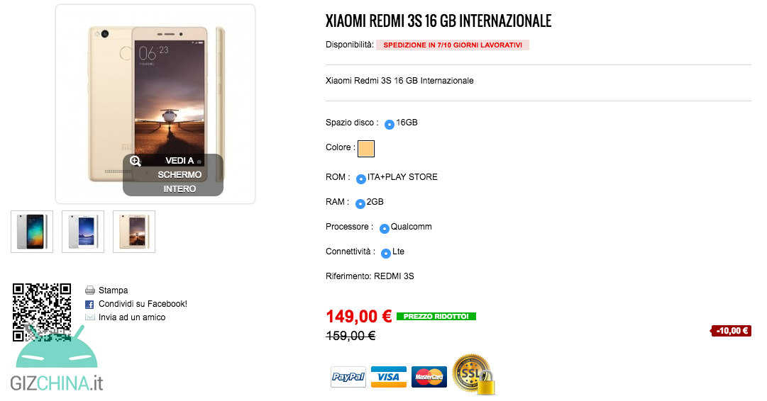 Xiaomi Redmi 3S Internazionale TopResellerStore