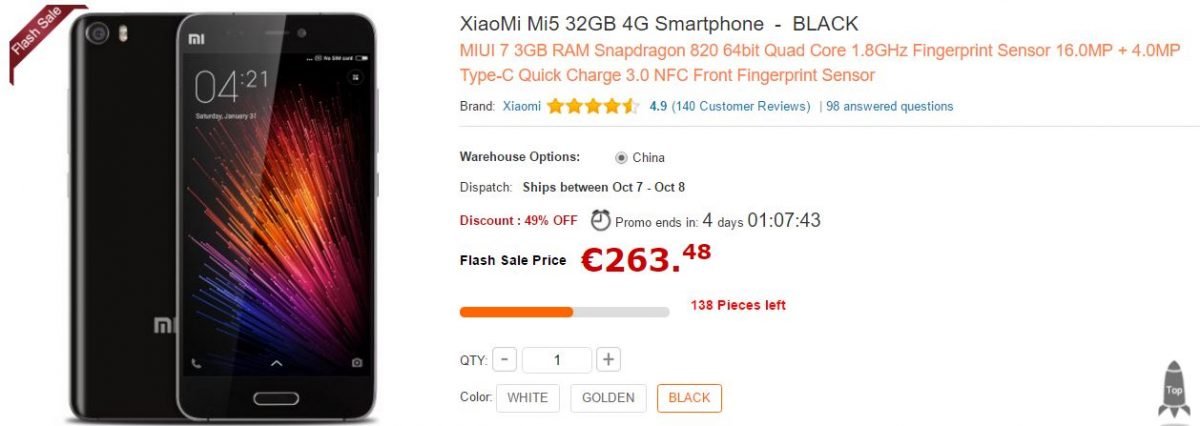 Xiaomi Mi 5 Gearbest Black 1