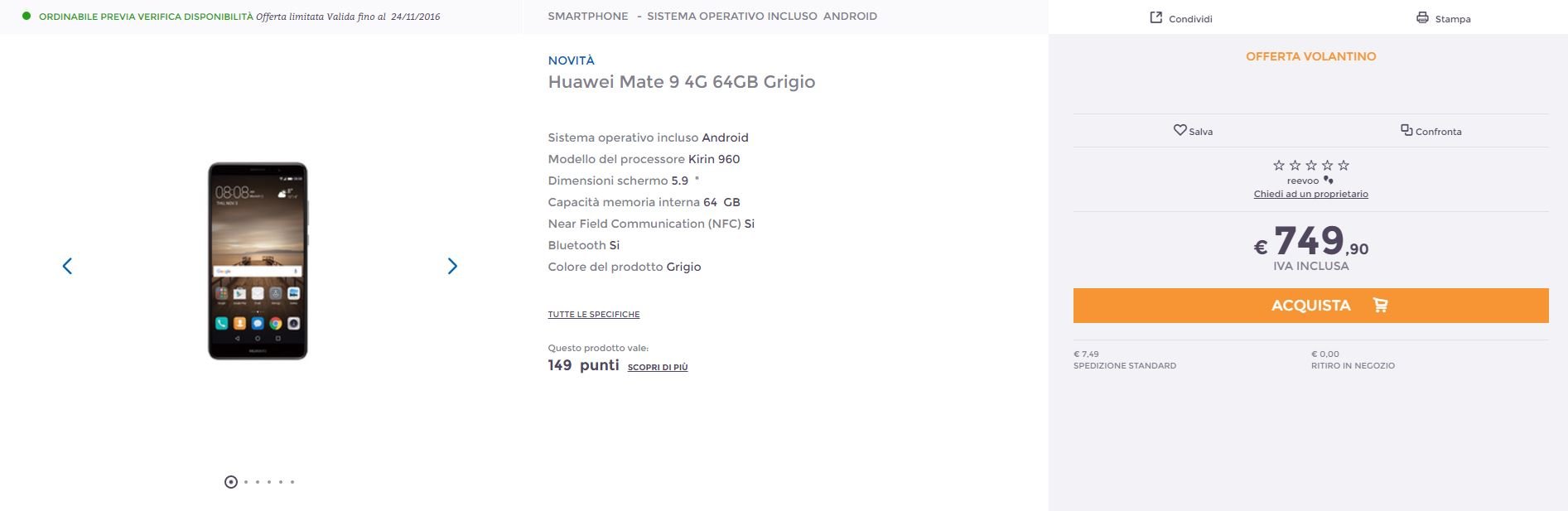 Huawei Mate 9 Unieuro