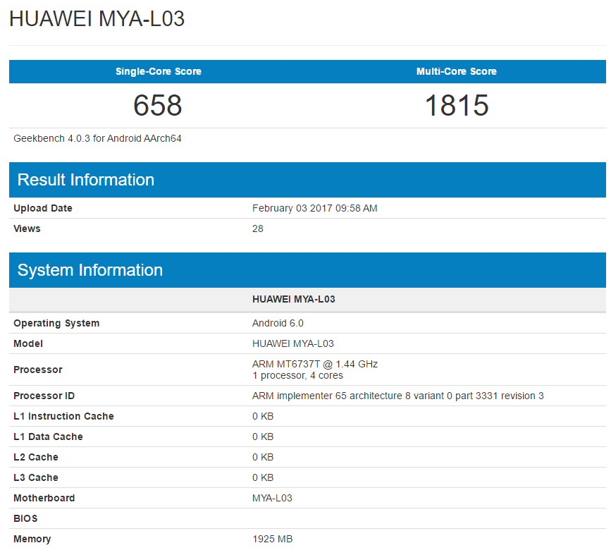 Huawei Maya GeekBench