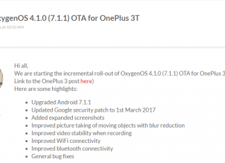 OnePlus 3 3T OxygenOS 4.1.0 Android 7.1.1 Nougat