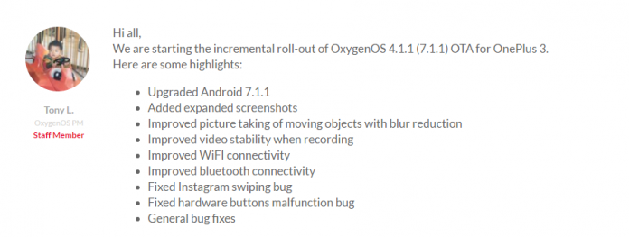OnePlus 3 3T OxygenOS 4.1.1