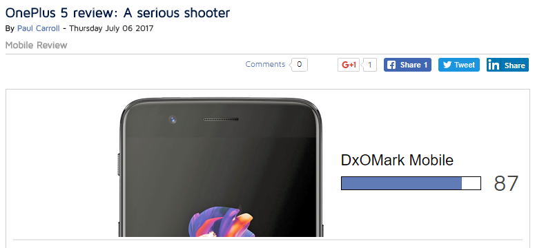OnePlus 5 DxoMark risultati