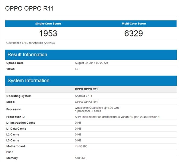 OPPO R11 Snapdragon 835