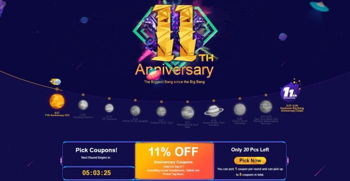 banggood 11th anniversary banner