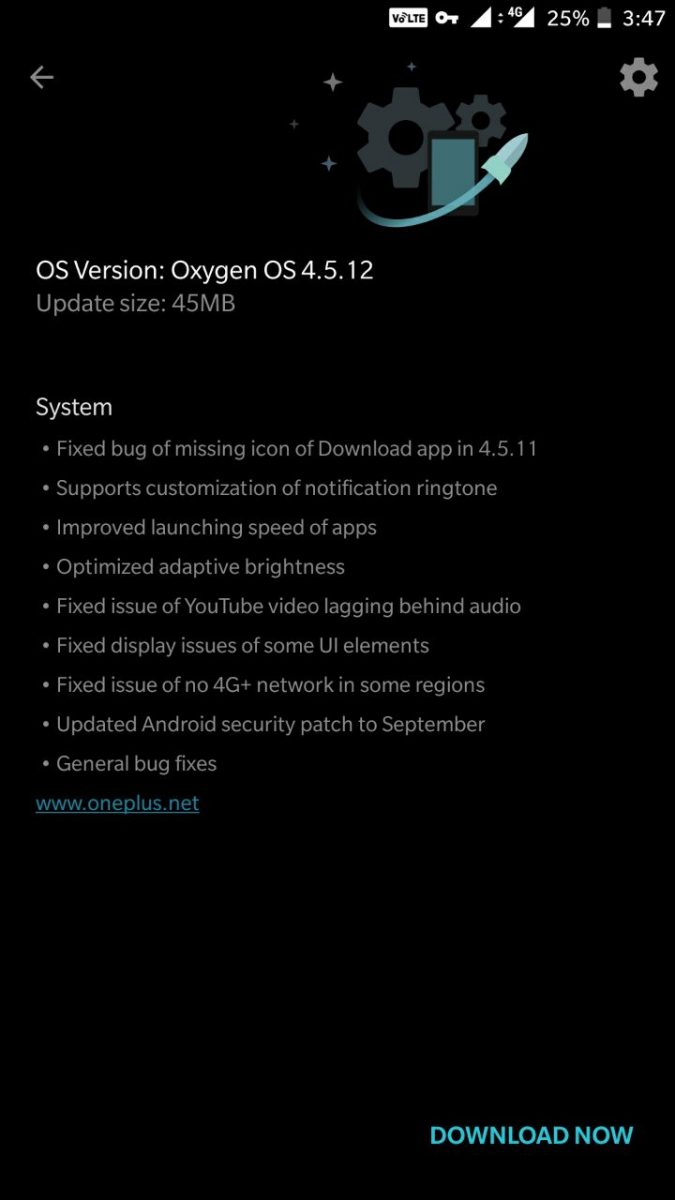 OnePlus 5 Oxygen OS 4.5.12 aggiornamento