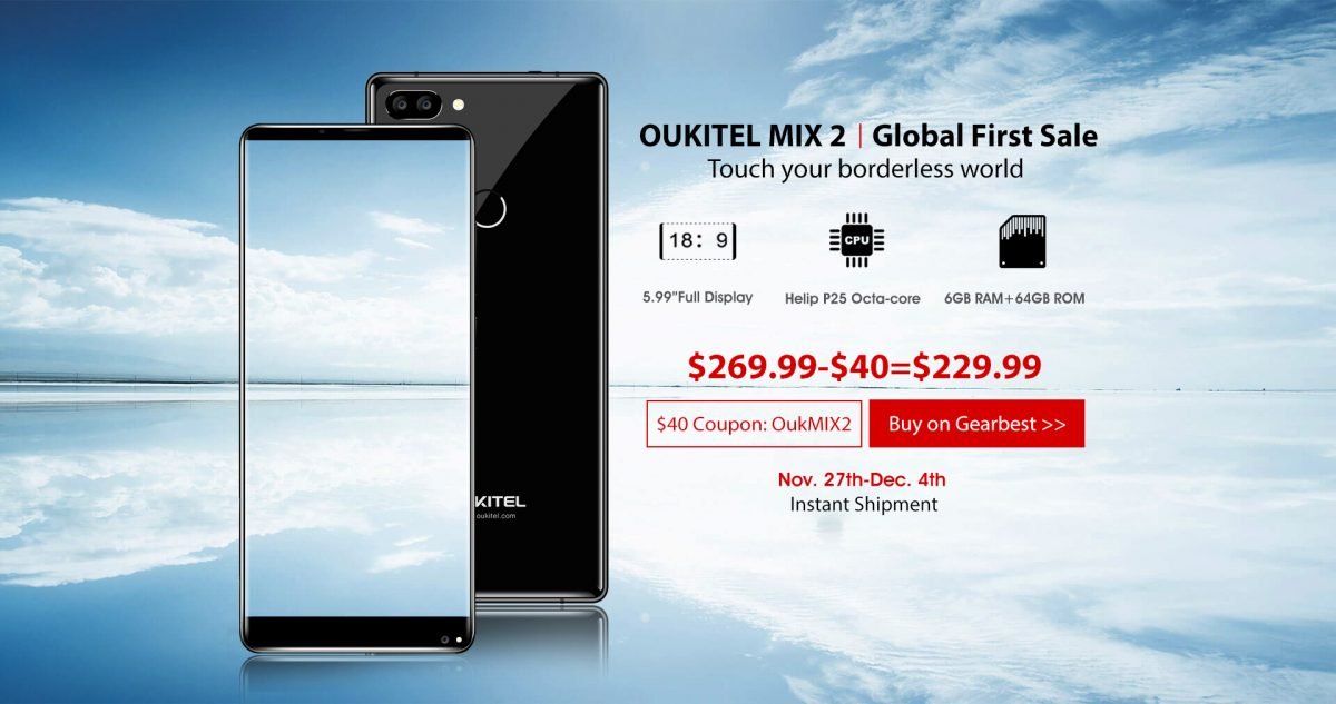 oukitel mix 2 banner global first sale