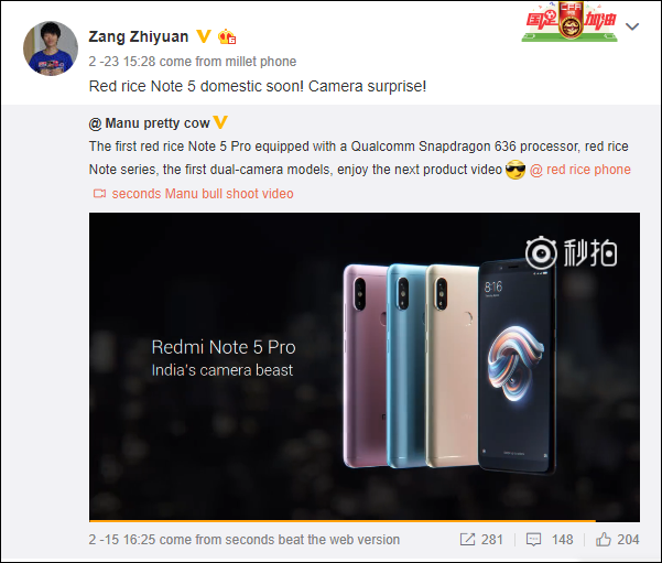 Xiaomi redmi Note 5 Pro versione cinese 0