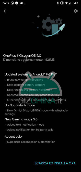oneplus 6 android 9.0 pie oxygenos 9.0 aggiornamento