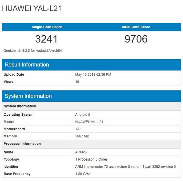 honor 20 geekbench