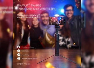 Selfie stick e tripod con flash LED Blitzwolf