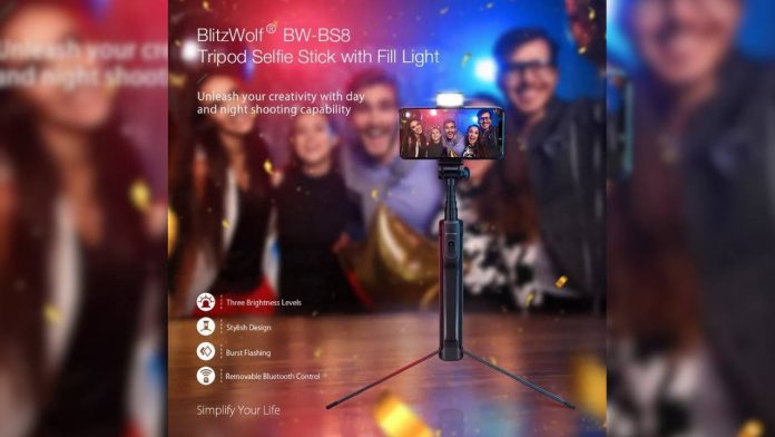 Selfie stick e tripod con flash LED Blitzwolf