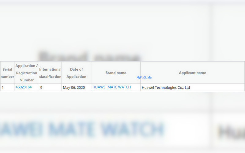 huawei mate watch registrazione marchio