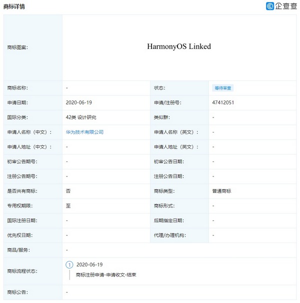 huawei harmonyos registrazione marchi connected linked 3