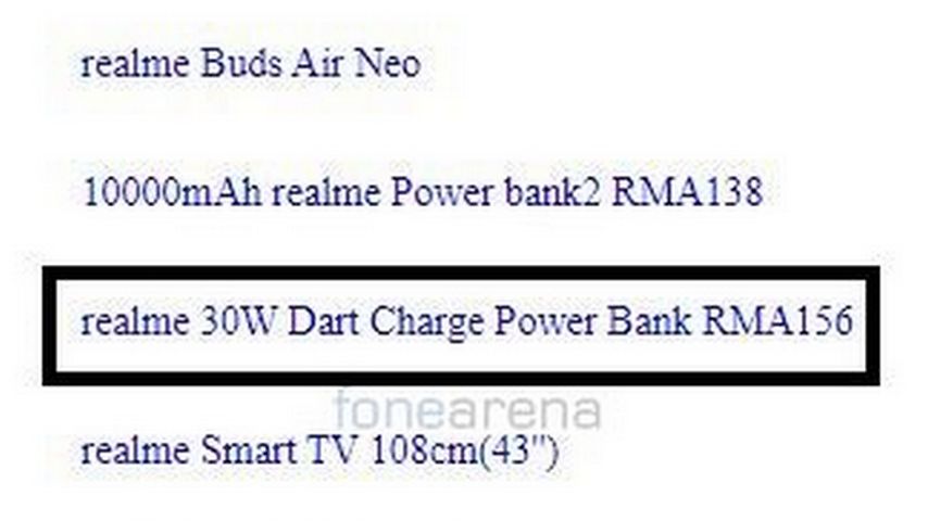realme dart charge power bank 30w 2