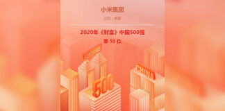 xiaomi top 50 fortune china 500 servizi internet