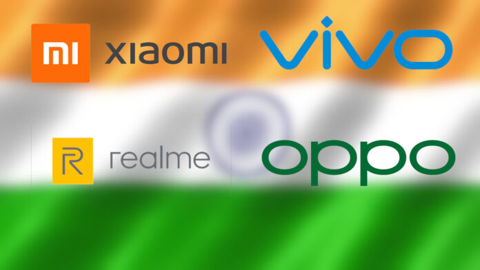 xiaomi vivo oppo realme top 5 vendite india 2