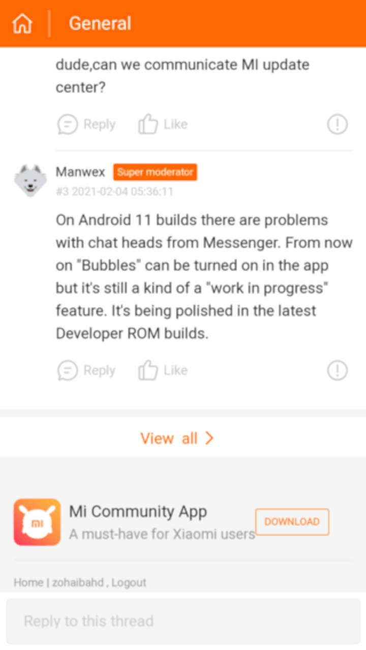 xiaomi android 11 chat bubbles