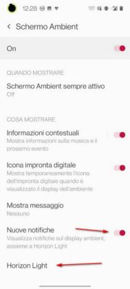 Come attivare le notifiche Horizon Light su OnePlus