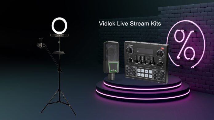 vidlok live stream kits dsp microfono ring light streamer
