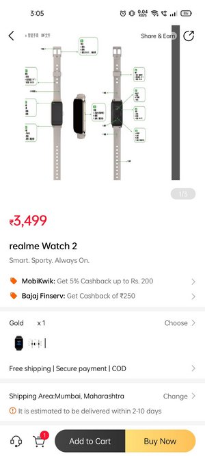 realme watch 2 gold