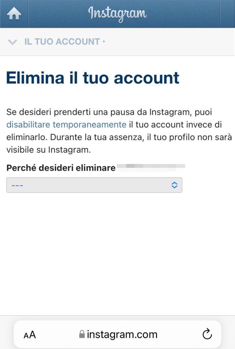 come cancellare account instagram 02