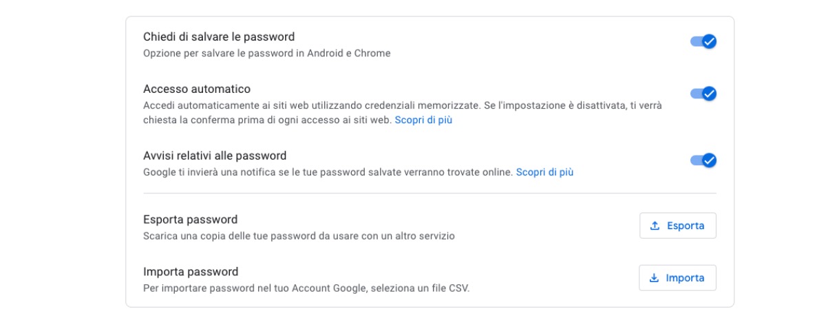 come importare salvare password ios android 03