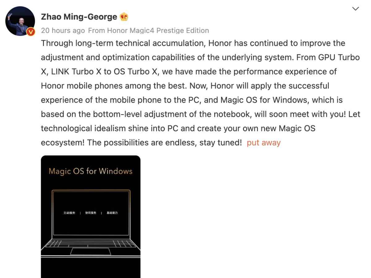 honor magic os for windows interfaccia utente notebook