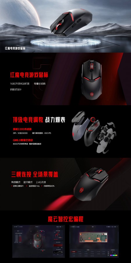 Red Magic tastiera mouse monitor gaming caratteristiche specifiche tecniche uscita