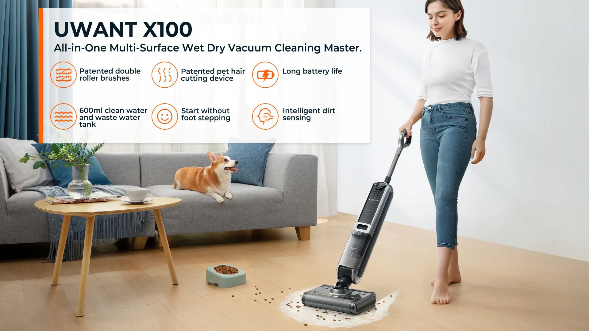 Con l'aspirapolvere e lavapavimenti UWANT X100 pulire casa diventa un gioco  da ragazzi 
