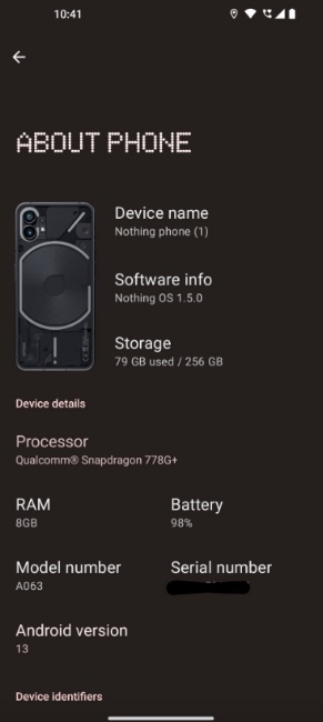 Nothing Phone (1) aggiornamento Android 13 Novità