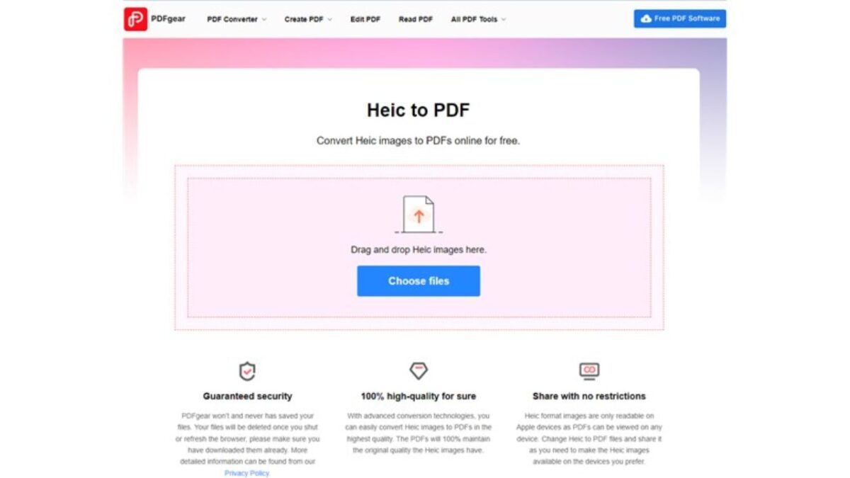 Come convertire heic pdf PDFgear Mac