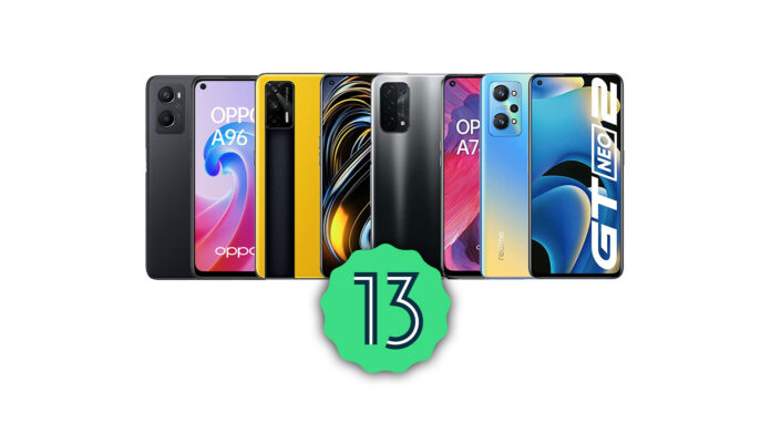 oppo a96 a74 5g realme gt neo 2 android 13 realme ui 4.0 coloros 13