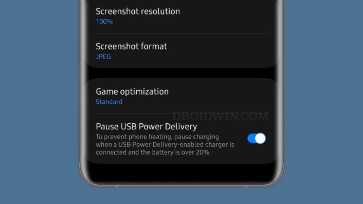 Samsung Pause USB Power Delivery prestazioni gioco migliorate supporto nuovi smartphone