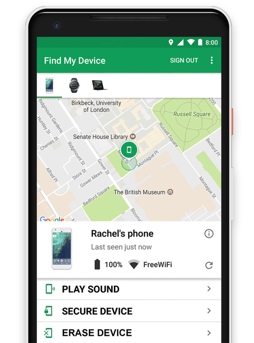 google android trova smartphone perso rubato