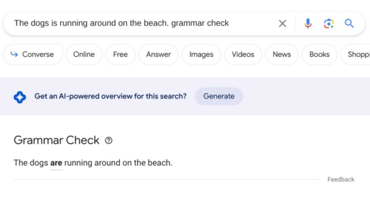 Google Grammar Check