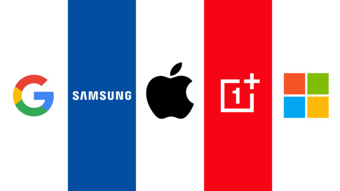 google samsung apple oneplus microsoft